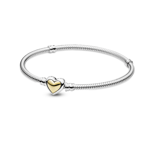 Brazalete Cadena De Serpiente Con Broche De Corazón Dorado Cóncavo Dos Tonos
