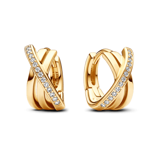 Aros de Aro Pavé Cruzado Recubrimiento en Oro 14K