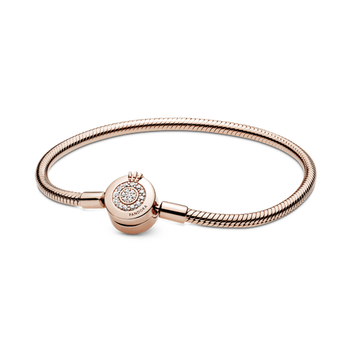 Brazalete Pandora Moments cadena de serpiente Corona O resplandeciente Recubrimiento en Oro Rosa de 14k