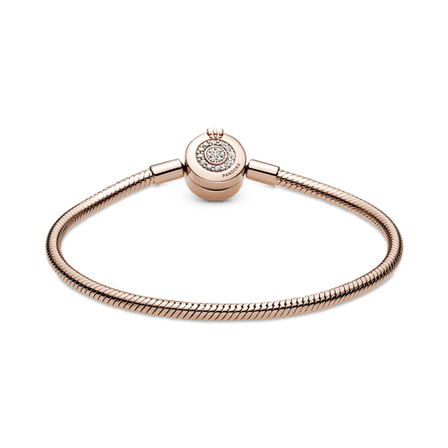 Brazalete Pandora Moments cadena de serpiente Corona O resplandeciente Recubrimiento en Oro Rosa de 14k