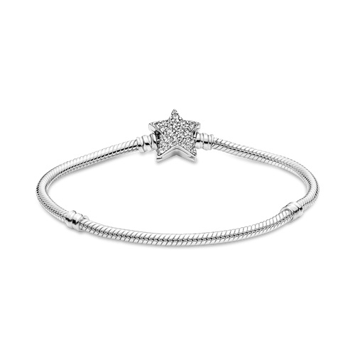 Brazalete Pandora Moments Cadena De Serpiente Cierre Estrella Asimetrica