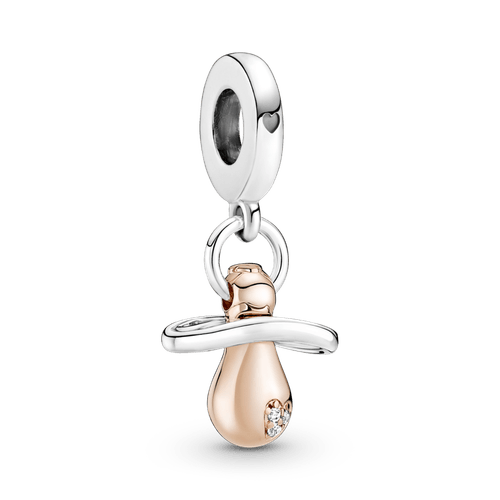 Charm Colgante Chupón De Bebé Recubrimiento En Oro Rosa De 14K