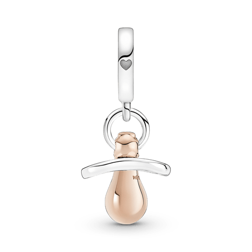 Charm Colgante Chupón De Bebé Recubrimiento En Oro Rosa De 14K