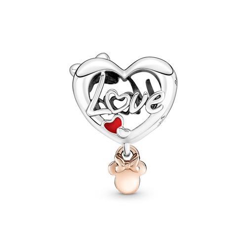 Charm Corazón De Mamá Con Minnie Mouse De Disney Recubrimiento En Oro Rosa De 14K