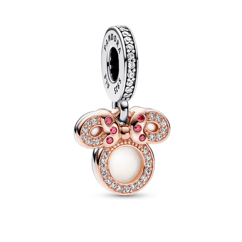 Charm Colgante doble Silueta de Minnie Mouse de Disney Recubrimiento en Oro Rosa de 14k