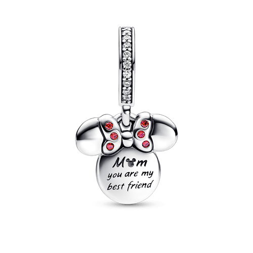Charm Colgante doble Silueta de Minnie Mouse de Disney Recubrimiento en Oro Rosa de 14k