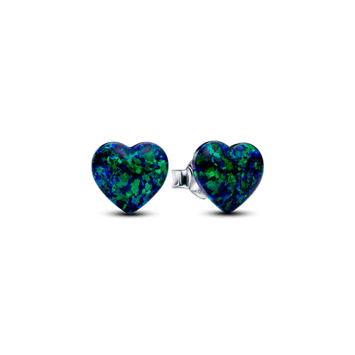 Aros de Botón Corazón Verde Opalescente