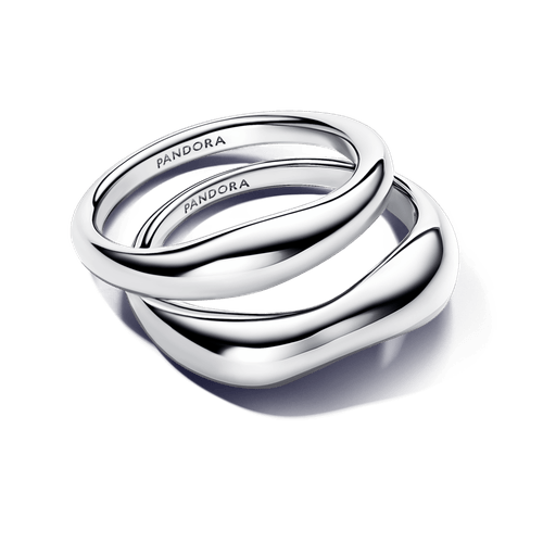 Anillos Combinables Forma Orgánica Plata