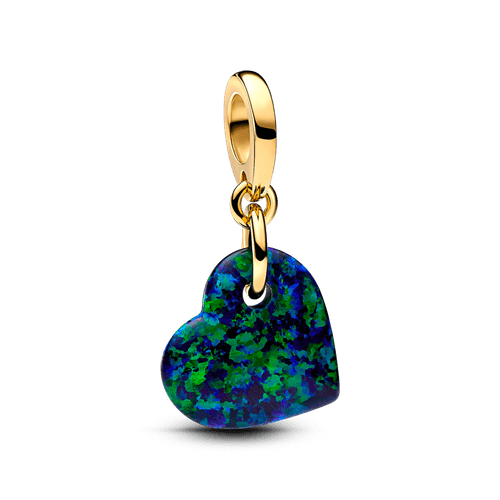 Charm Colgante Corazón Verde Opalescente