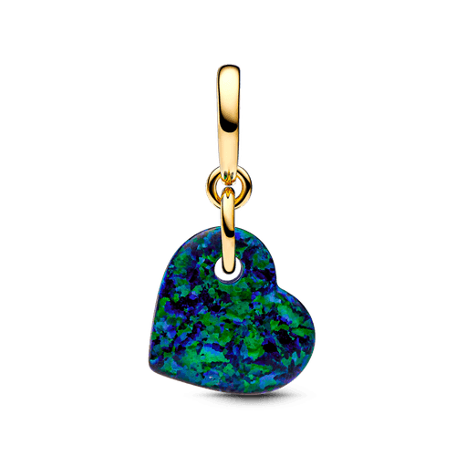 Charm Colgante Corazón Verde Opalescente