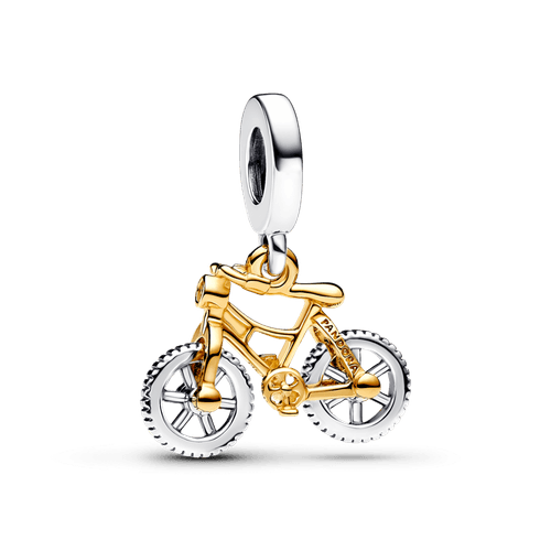 Charm Colgante Ruedas de Bicicleta Girando en Dos Tonos