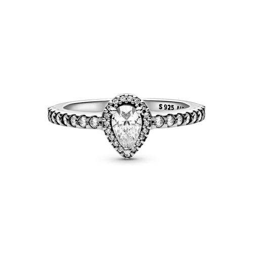 Anillo Clásico Atemporal Con Halo De Gota