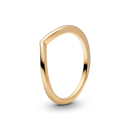 Anillo Hueso De Los Deseos Pulido Recubrimiento en Oro de 14k