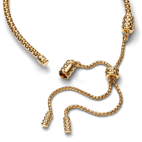 Brazalete Pandora Moments Cadena con Tachuelas Deslizante Dorado