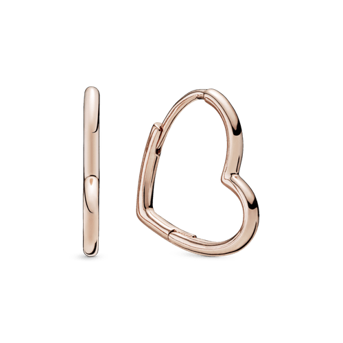 Argollas Corazón asimétrico Recubrimiento en Oro Rosa de 14k
