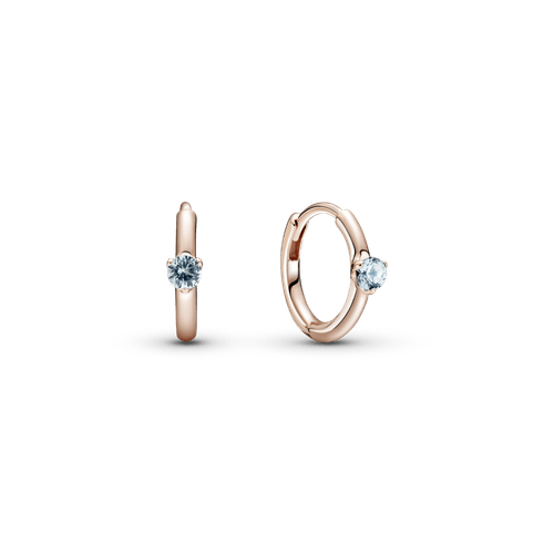 Argollas tipo huggie Solitario azul pálido Recubrimiento en Oro Rosa de 14k