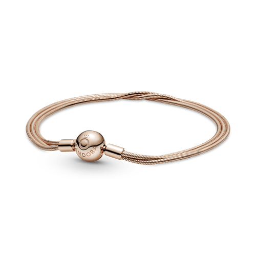 Brazalete Pandora Moments Multi Cadena De Serpiente En Recubrimiento en Oro Rosa de 14k