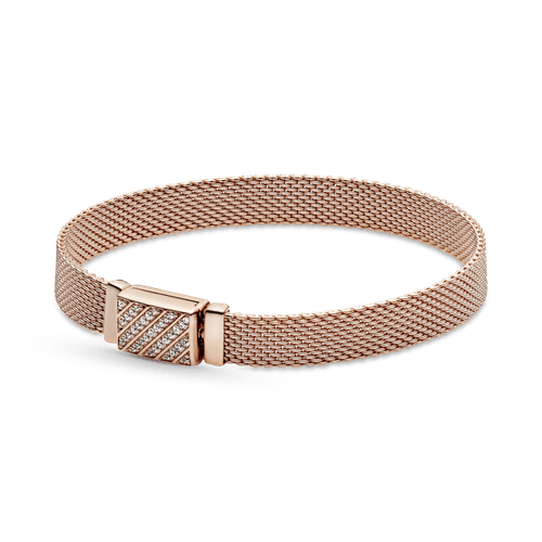 Brazalete Pandora Reflexions Con Cierre Largo En Pavé En Recubrimiento en Oro Rosa de 14k