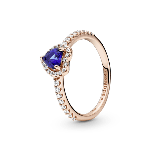 Anillo De Corazón Elevador Azul Brillante Recubrimiento en Oro Rosa de 14k