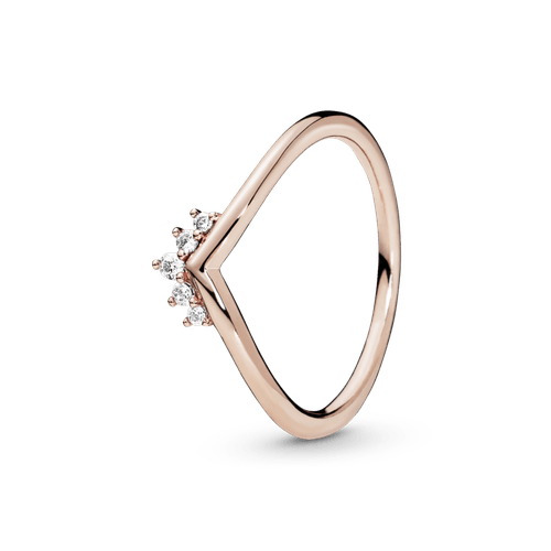 Anillo Hueso de los deseos con tiara Recubrimiento en Oro Rosa de 14k