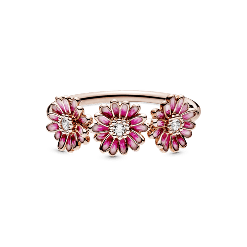 Anillo Trío de Margaritas Rosas