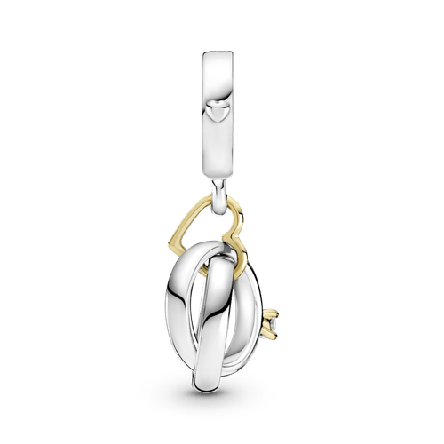 Charm Colgante Anillos De Boda En Dos Tonos
