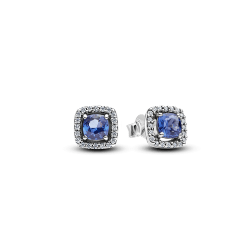 Aros de botón Halo Azul Cuadrado Brillante