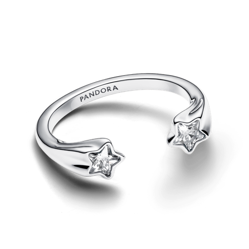 Anillo Abierto Estrellas Fugaces Plata