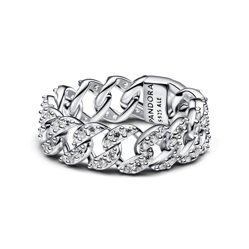 Anillo Cadena Cubana en Pavé