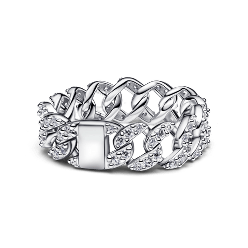 Anillo Cadena Cubana en Pavé