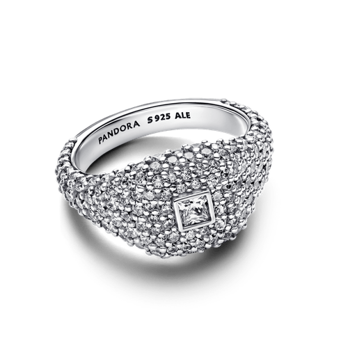 Anillo de Cocktail Cuadrado en Pavé