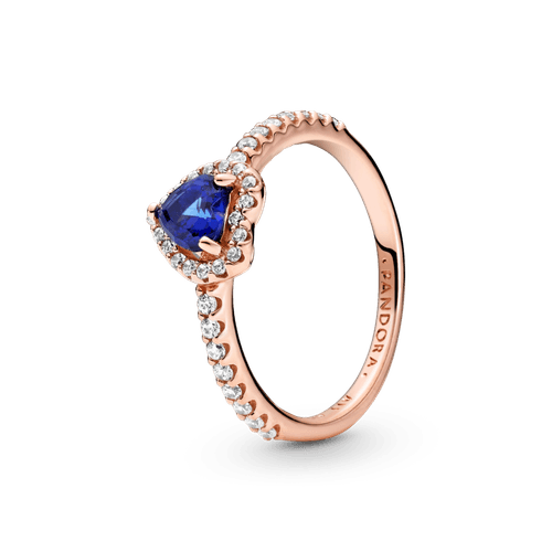 Anillo de corazón elevado azul brillante Pandora Rose