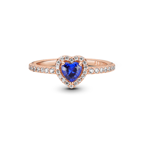 Anillo de corazón elevado azul brillante Pandora Rose
