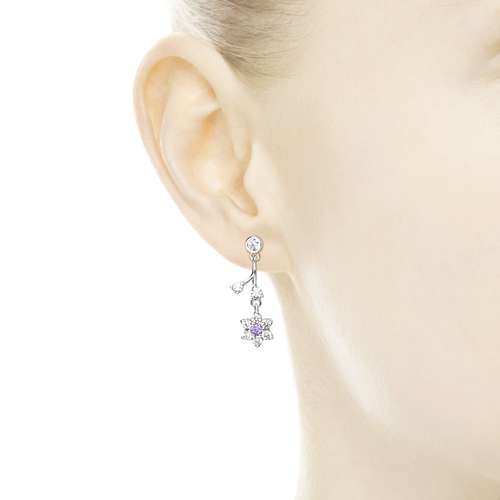 Aros No Me Olvides Con Zirconitas Moradas