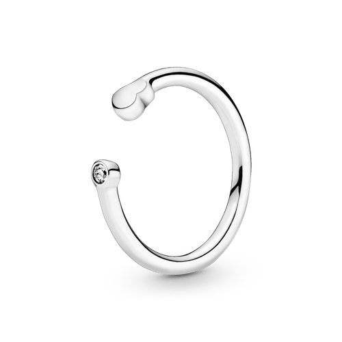 Anillo abierto con corazón pulido