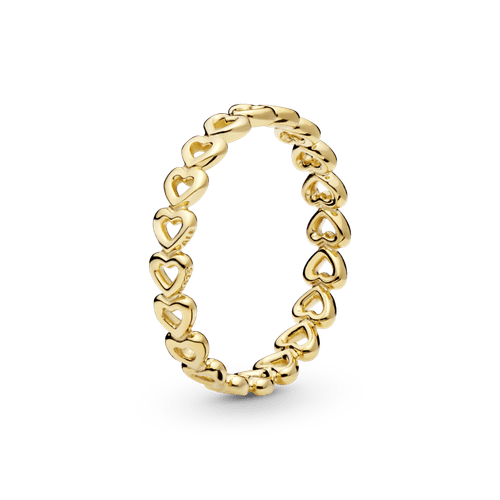 Anillo Banda de corazones Recubrimiento en Oro de 14k