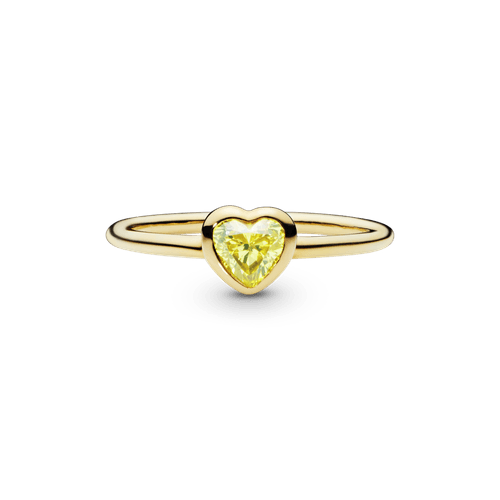 Anillo Corazón De Piedra Amarilla Recubrimiento en Oro de 14k