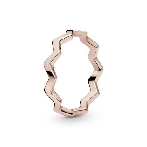 Anillo en zigzag pulido Recubrimiento en Oro Rosa de 14k