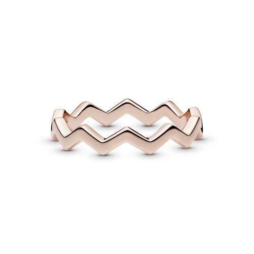 Anillo en zigzag pulido Recubrimiento en Oro Rosa de 14k