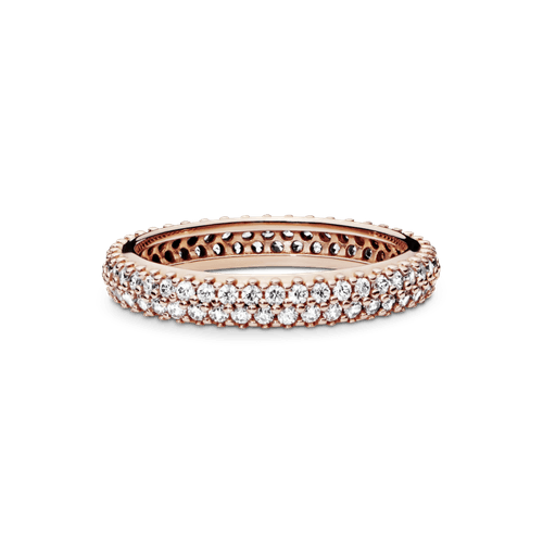 Anillo Pavé Elegante Recubrimiento en Oro Rosa de 14k