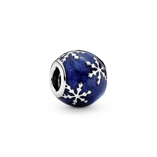 Charm Azul Decorado Con Copos De Nieve