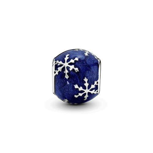 Charm Azul Decorado Con Copos De Nieve