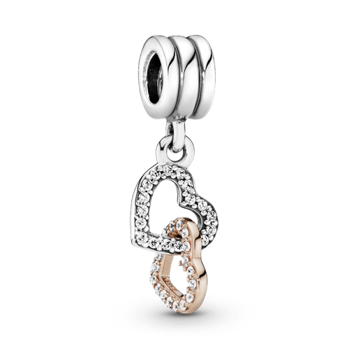 Charm Colgante Corazones Entrelazados Dos Tonos