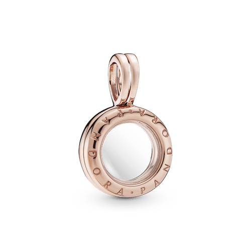 Charm Colgante Recubrimiento en Oro Rosa de 14k Medallón Pandora Con Logotipo
