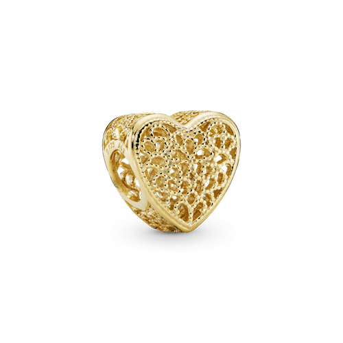 Charm Corazón y cuentas Recubrimiento en Oro de 14k