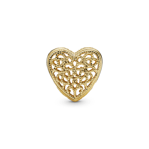 Charm Corazón y cuentas Recubrimiento en Oro de 14k