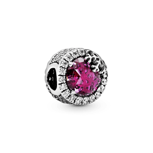 Charm Rojo Cereza Reluciente Con Copo De Nieve