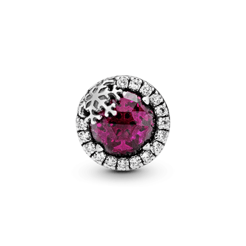 Charm Rojo Cereza Reluciente Con Copo De Nieve