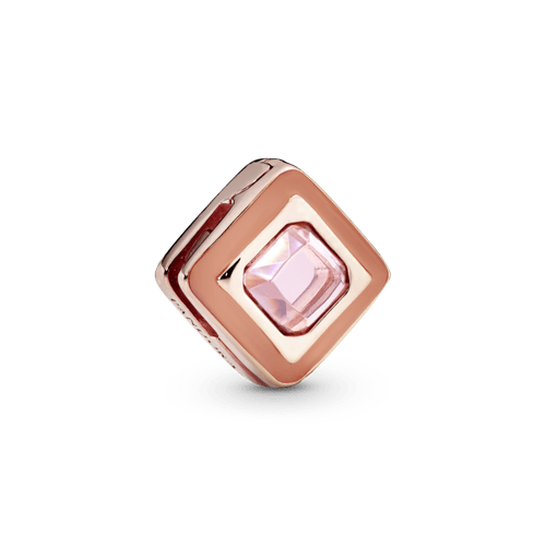 Clip Fijo Cuadrado Rosado En Recubrimiento en Oro Rosa de 14k Reflexions