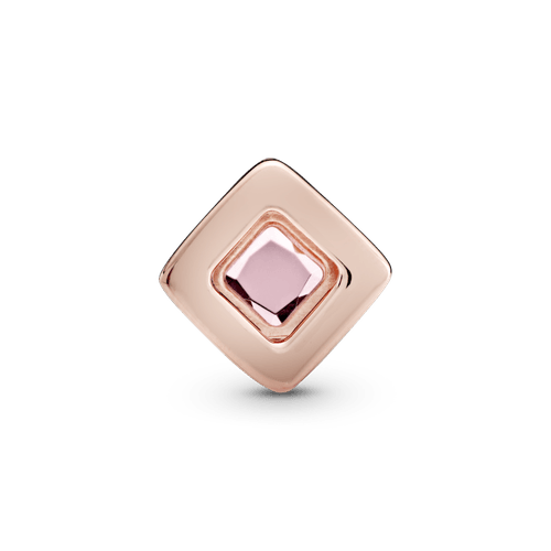 Clip Fijo Cuadrado Rosado En Recubrimiento en Oro Rosa de 14k Reflexions